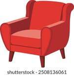 Illustration of a red armchair isolated on a white background