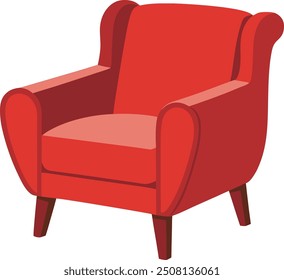 Illustration of a red armchair isolated on a white background