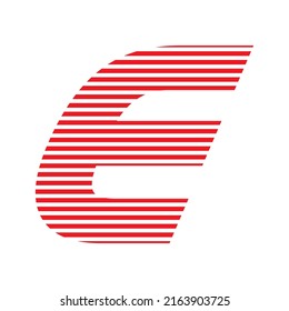 illustration of a red arrow and E letter logo