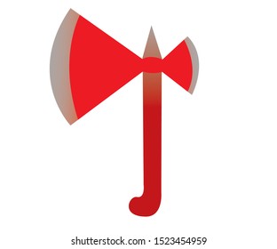 illustration of a red ax against a white background