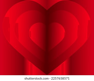 Ilustración de fondo rojo y forma abstracta del corazón en el concepto del día de San Valentín.