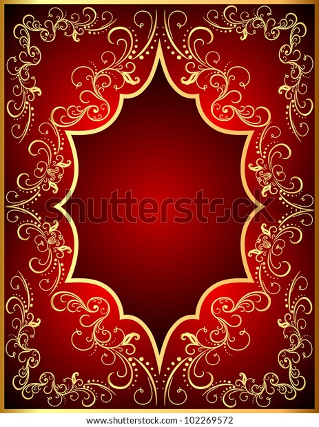 Illustration Red Background Frame Goldenen By Stock Vector (Royalty ...