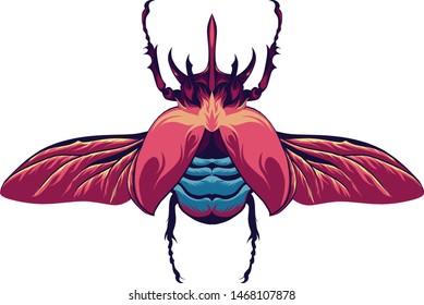 illustration of a red background white beetle