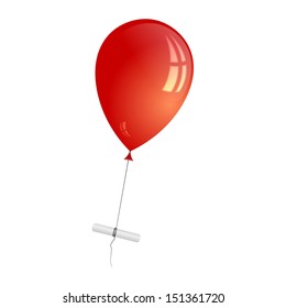 Illustration of a red balloon with a letter attached