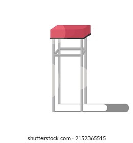 illustration of a red bar stool with high aluminum legs, can be used for an illustration of the interior of a bar