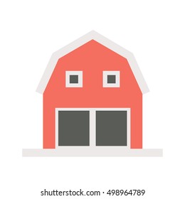 Illustration of a red barn house on a white background