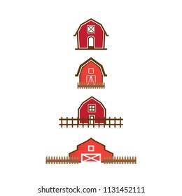 Illustration of red barn logo design template