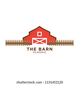 Illustration of red barn logo design template