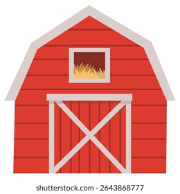 Ilustração de um celeiro vermelho em uma fazenda