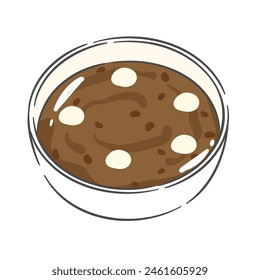 Illustration of red bean porridge with rice cakes