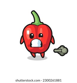 the illustration of the red bell pepper cartoon doing fart , cute style design for t shirt, sticker, logo element