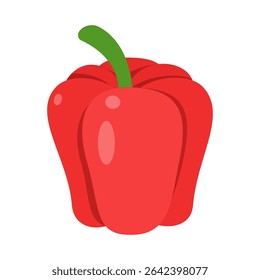 Ilustração de um Red Bell Pepper com uma haste verde em um fundo branco