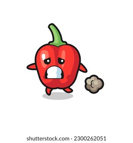 illustration of the red bell pepper running in fear , cute style design for t shirt, sticker, logo element