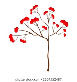 Illustration of red berries. Berries in autumn or fall. Editable vector