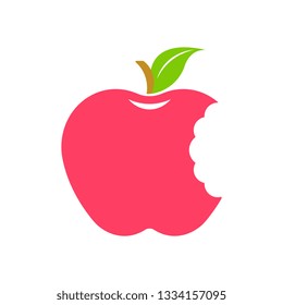 Illustration of an red bitten apple. The logotype for your company or fruit symbol for your projects.