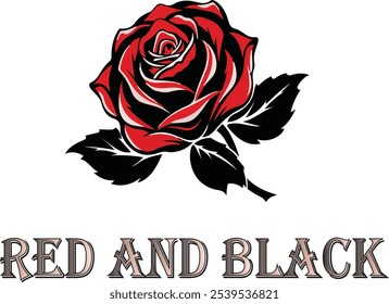 illustration red and black roses on a white background