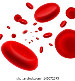 Illustration Of Red Blood Cell Flowing On Isolated White Background