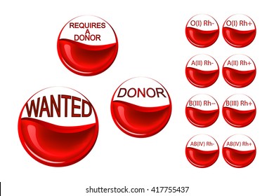 illustration of red blood cells, half-filled with blood and the words a donor