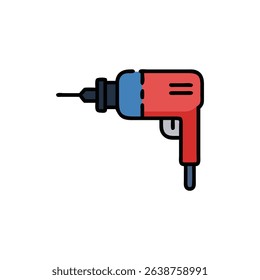 Illustration of a red and blue cordless power drill