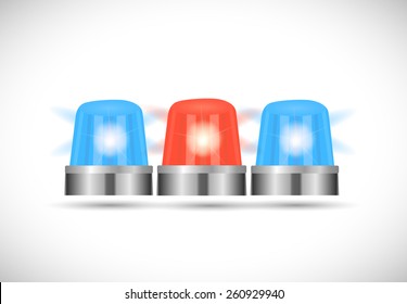 Illustration Of Red And Blue First Responder Lights Isolated On A White Background.