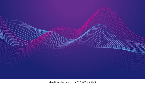 Illustration of red and blue wavy lines on a dark purple gradient background.