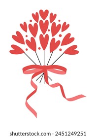 Illustration of red bouquet of hearts