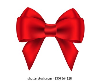 illustration red bow isolated on white background for design