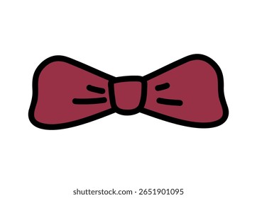 Illustration of a red bow tie with black outline on a white background