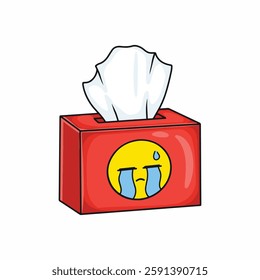 Illustration of a red box with toilet paper and a napkin