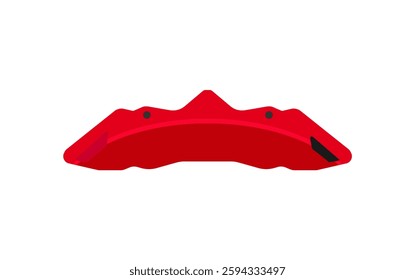  Illustration of a red brake caliper used in automotive braking systems, isolated on a white background.