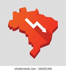 Illustration of a red Brazil map with a graph