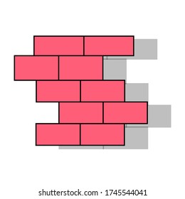 Illustration of red brick pile. Vector illustration. White background. Suitable for stickers and logos.