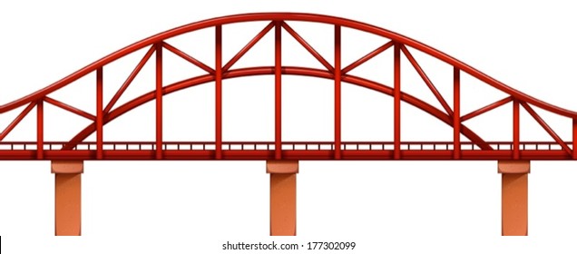 Illustration of a red bridge on a white background