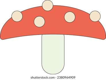 Illustration: red bright fly agaric mushroom. Suitable for creating patterns, decorating business cards, flower shops, printing and websites.