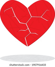 Ilustración de un corazón rojizo roto 