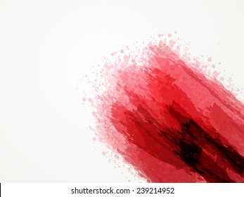 Illustration of red and brown color splash shape on shiny silver background.