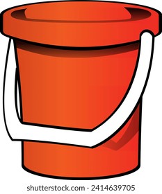 Illustration of an red bucket with a white handle. Vector illustration isolated image.