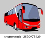 illustration of a red bus front view