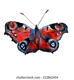   illustration with red butterfly on a white background