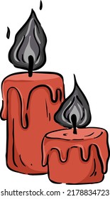 Illustration of red candles for Halloween. Vector illustration