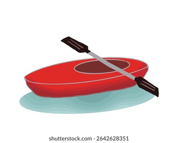 Illustration of a red canoe floating on the water