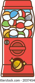 Illustration of a red capsule toy　machine