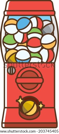 Illustration of a red capsule toy　machine