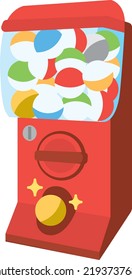 Illustration of red capsule toy machine flat design