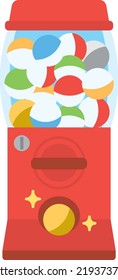 Illustration of red capsule toy machine flat design