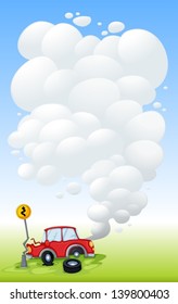 Illustration of a red car in an accident