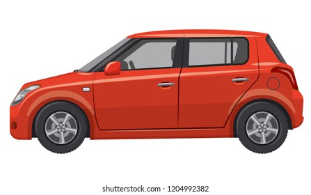illustration of red car hatchback