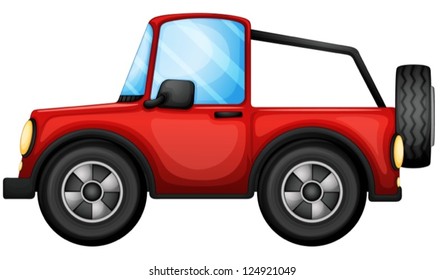 Illustration of a red car on a white background