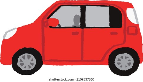 Illustration of a red car seen from the side