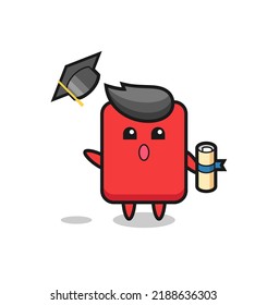 Illustration of red card cartoon throwing the hat at graduation , cute style design for t shirt, sticker, logo element